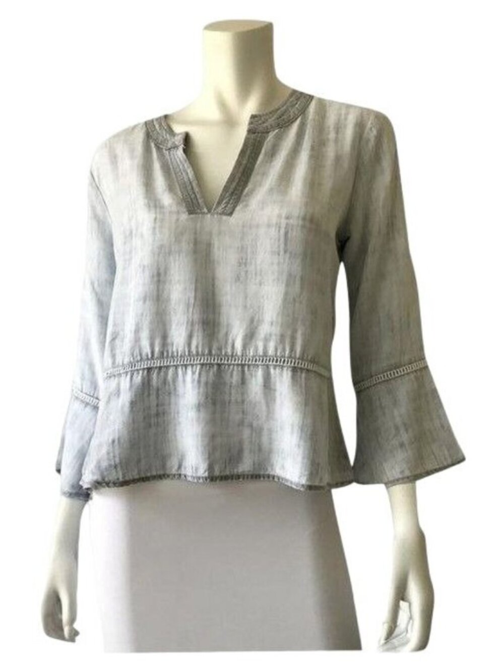 Cloth & Stone Baby Blue Bell Sleeve Blouse Tencel-Lyocell